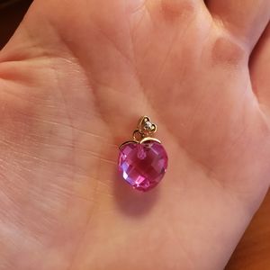 10K gold pink sapphire heart pendant.